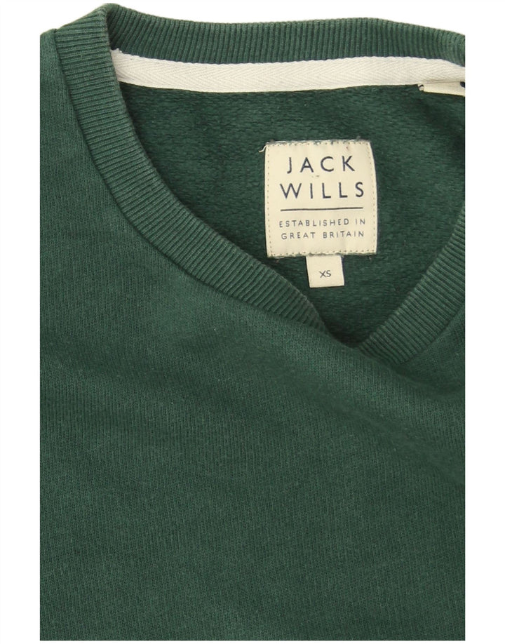 Jack Wills Mens Graphic Sweatshirt Jumper XS Green Cotton
