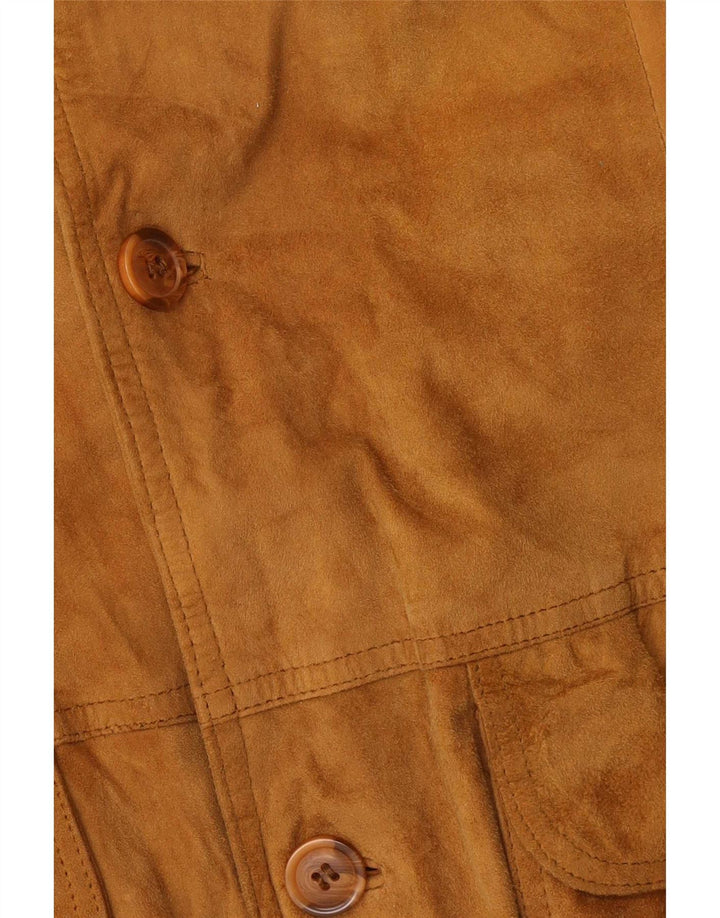 Vintage Mens Suede Bomber Jacket IT 54 2XL Beige Leather