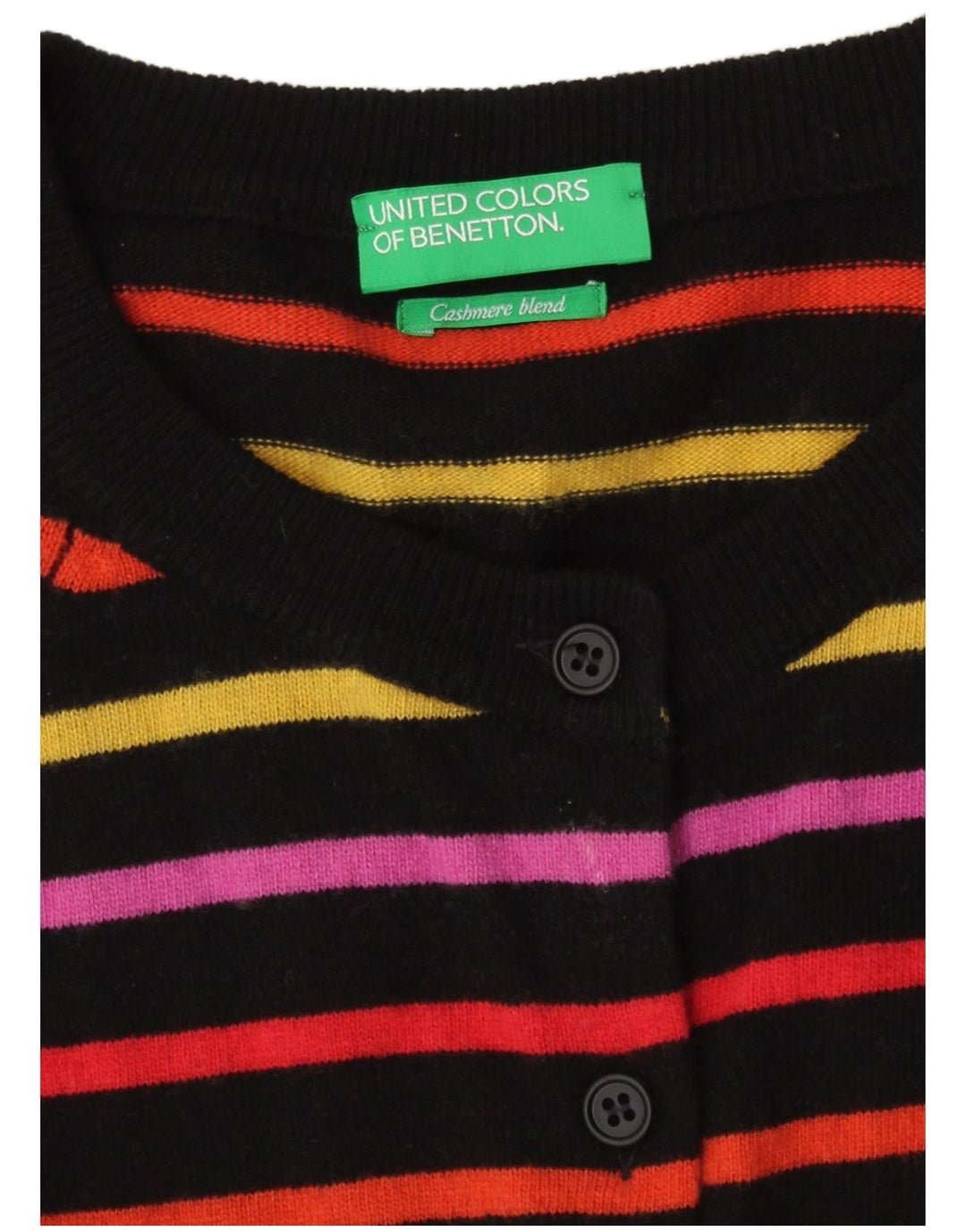 Benetton Womens Cardigan Sweater UK 14 Medium Multicoloured Striped