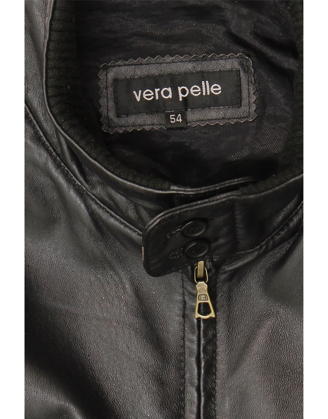 Vintage Mens Leather Jacket IT 54 2XL Black Leather