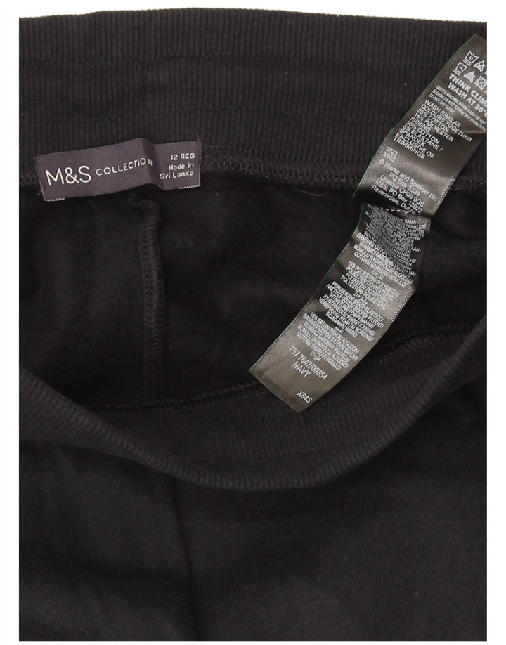 MARKS & SPENCER Womens Tracksuit Trousers UK 12 Medium Navy Blue Cotton