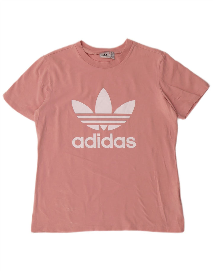 ADIDAS Womens Graphic T-Shirt Top UK 14 Medium Pink Cotton