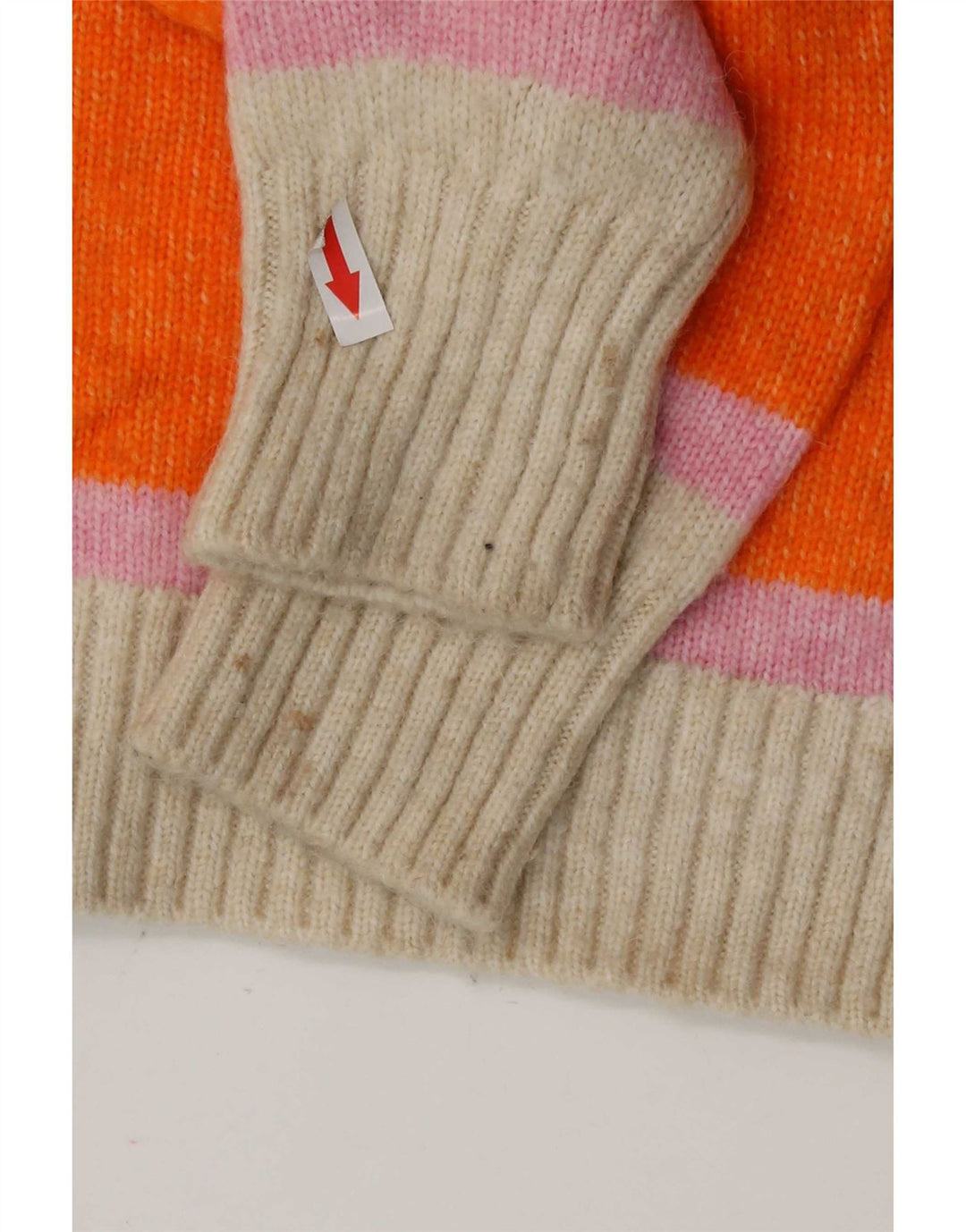 Marks & Spencer Womens Crew Neck Jumper Sweater UK 10 Small Orange Striped