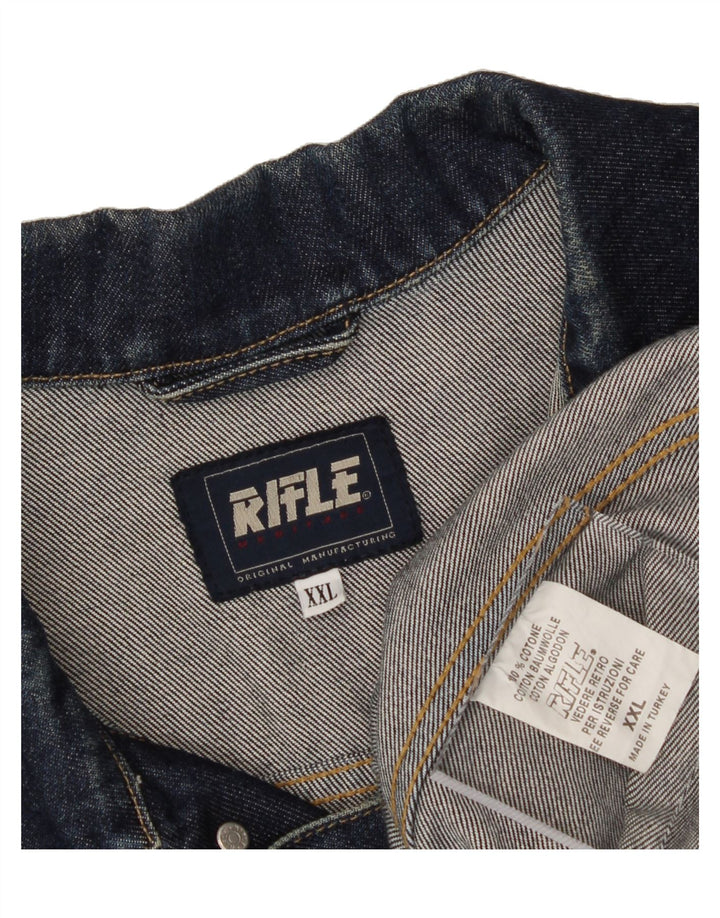 RIFLE Womens Denim Jacket UK 20 2XL Navy Blue Cotton Vintage Rifle and Second-Hand Rifle from Messina Hembry 