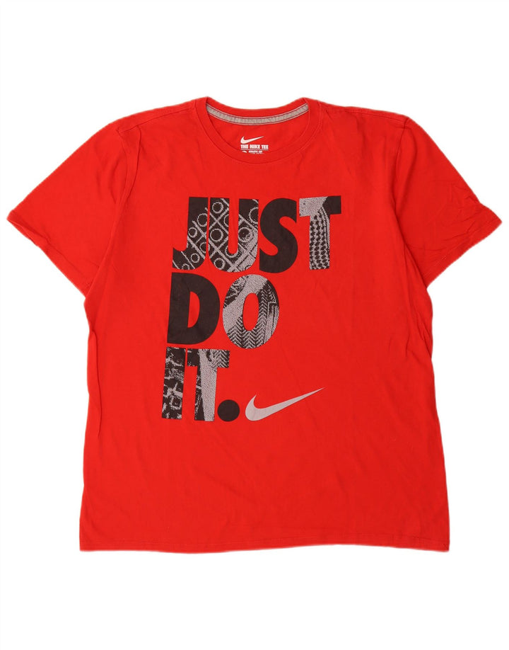 Nike Mens Athletic Cut Graphic T-Shirt Top Large Red Cotton