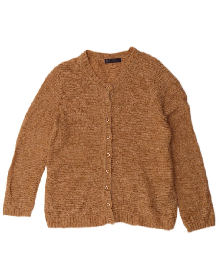 Marks & Spencer Womens Cardigan Sweater UK 18 XL Beige Striped Polyamide