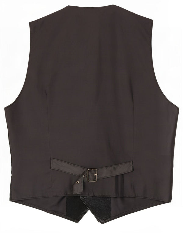 Vintage Mens Suede Waistcoat Medium Black Leather