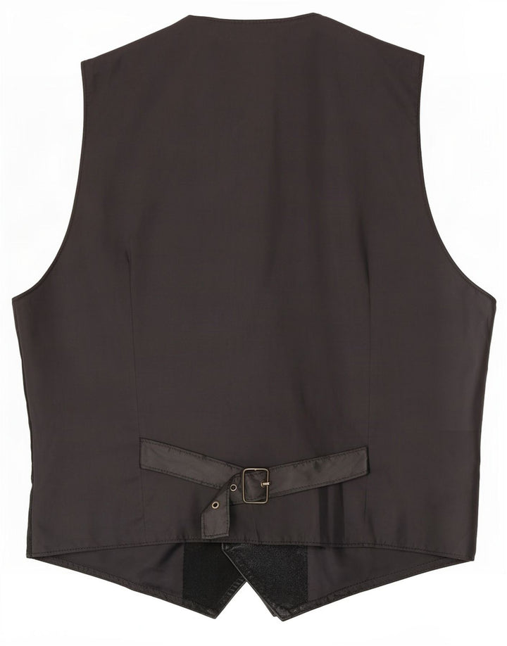 Vintage Mens Suede Waistcoat Medium Black Leather