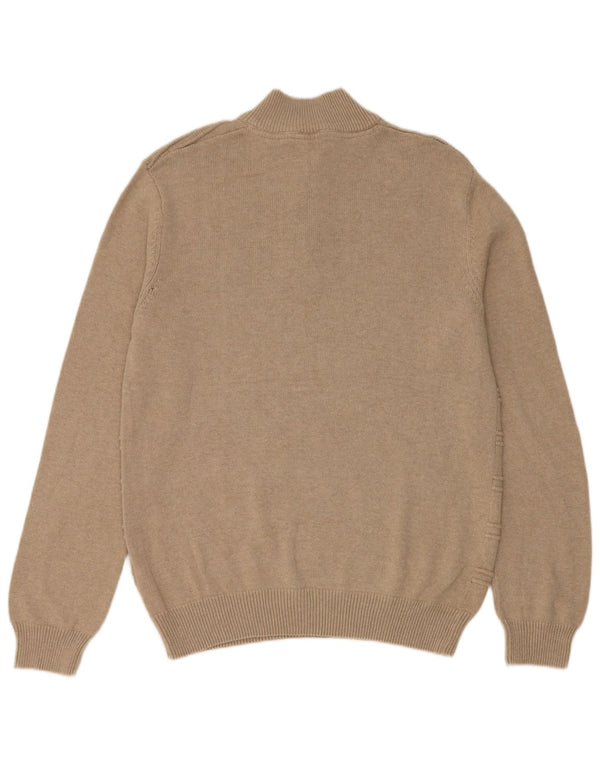 Crew Clothing Mens Regular Fit Zip Neck Jumper Sweater Medium Beige Cotton