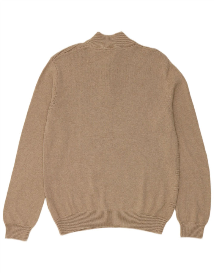 Crew Clothing Mens Regular Fit Zip Neck Jumper Sweater Medium Beige Cotton