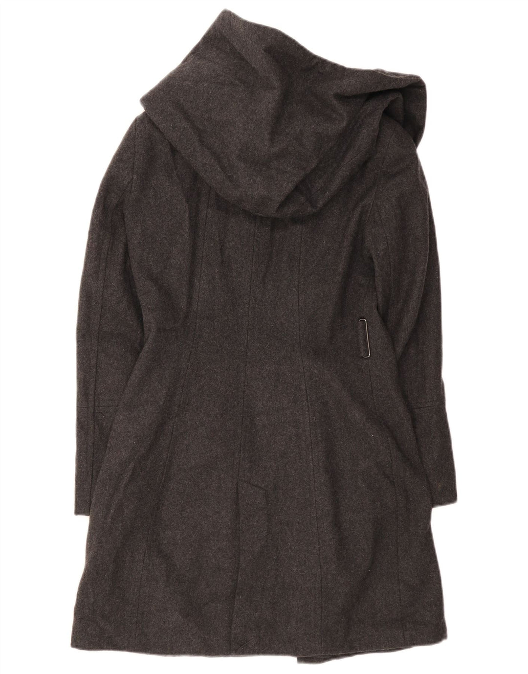 Zara Womens Hooded Overcoat UK 10 Small Black Wool