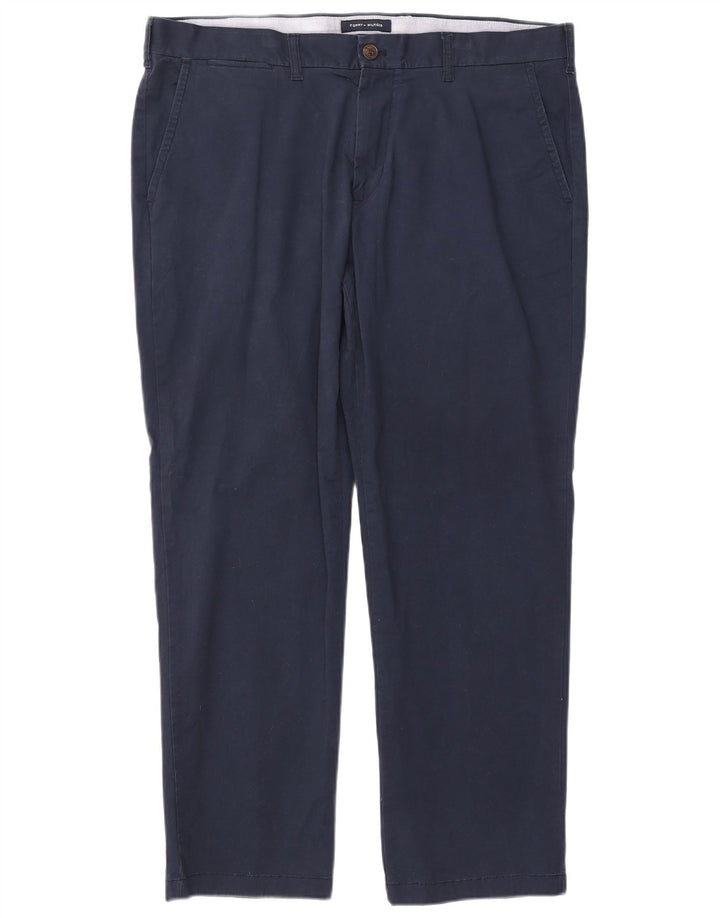 TOMMY HILFIGER Mens Custom Fit Chino Trousers W38 L30 Navy Blue Cotton