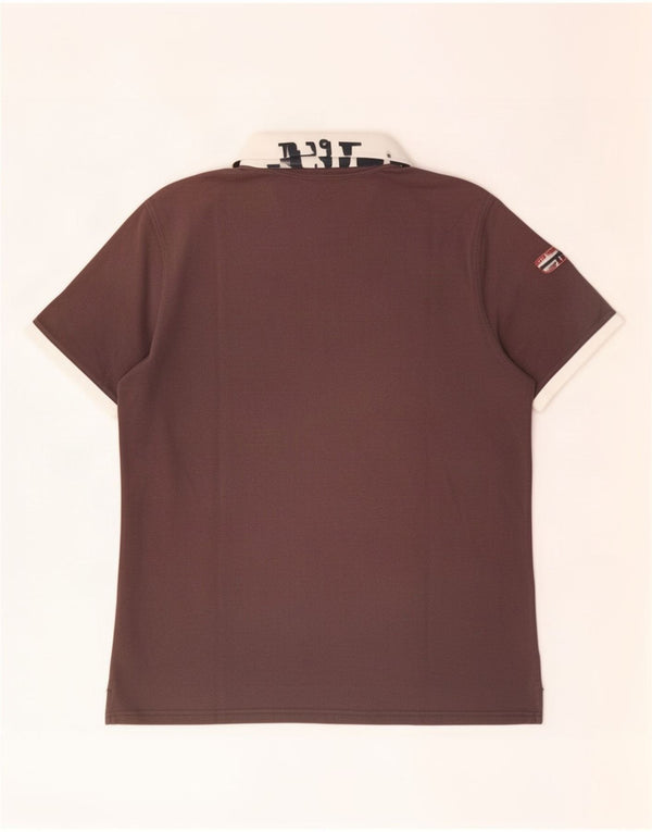 Napapijri Mens Polo Shirt XL Brown Colourblock Cotton