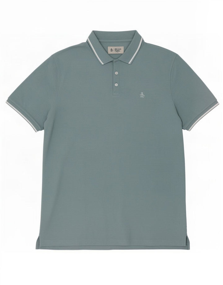 Penguin Mens Polo Shirt 2XL Blue Cotton