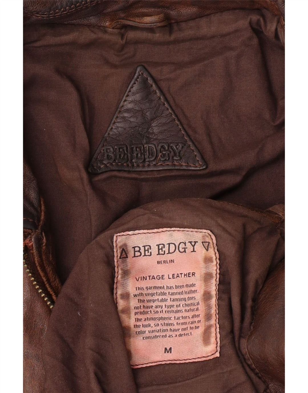 Be Edgy Mens Leather Jacket UK  38 Medium Brown Leather