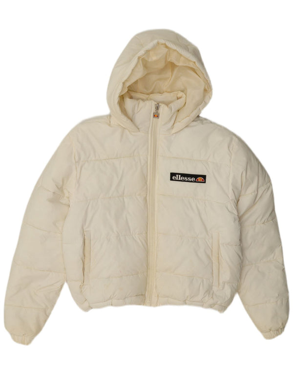 Ellesse Womens Hooded Oversized Padded Jacket UK 8 Small Off White
