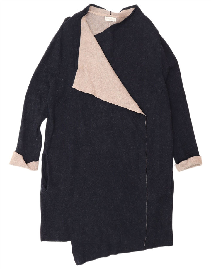 Monsoon Womens Longline Open Cardigan Sweater UK 16 Large Navy Blue Cotton