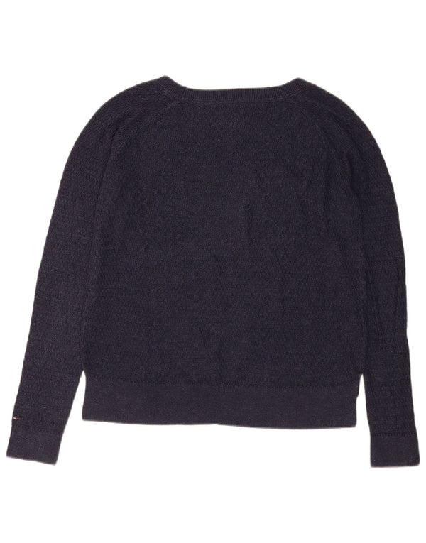 Tommy Hilfiger Womens Boat Neck Jumper Sweater UK 10 Small Navy Blue