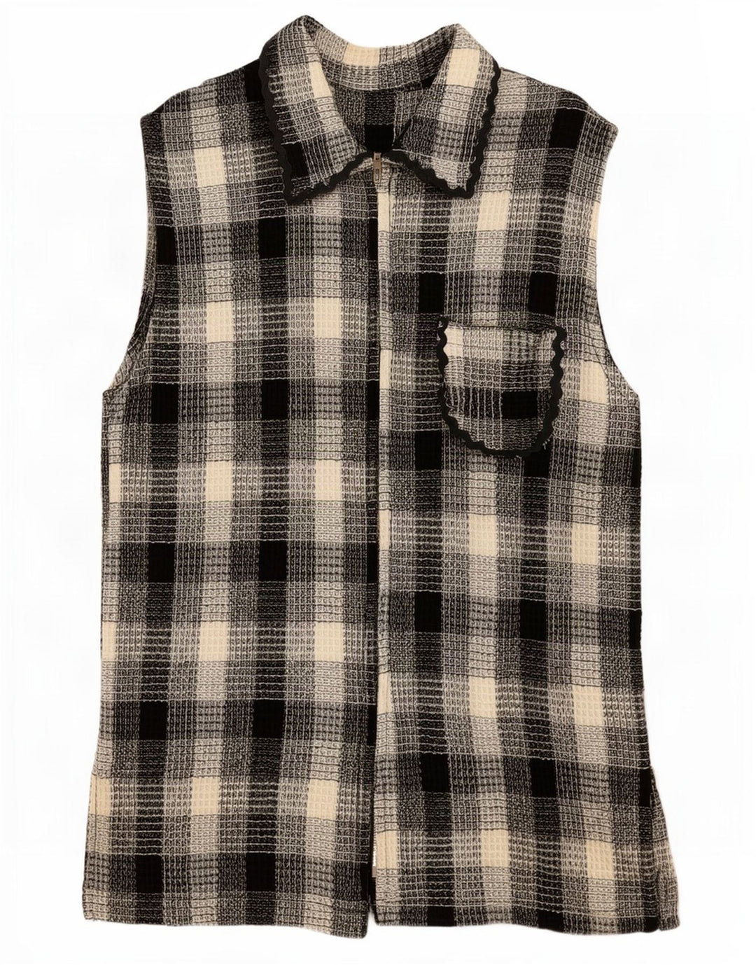 Vintage Womens Sleeveless Cardigan Sweater UK 12 Medium Multicoloured Check