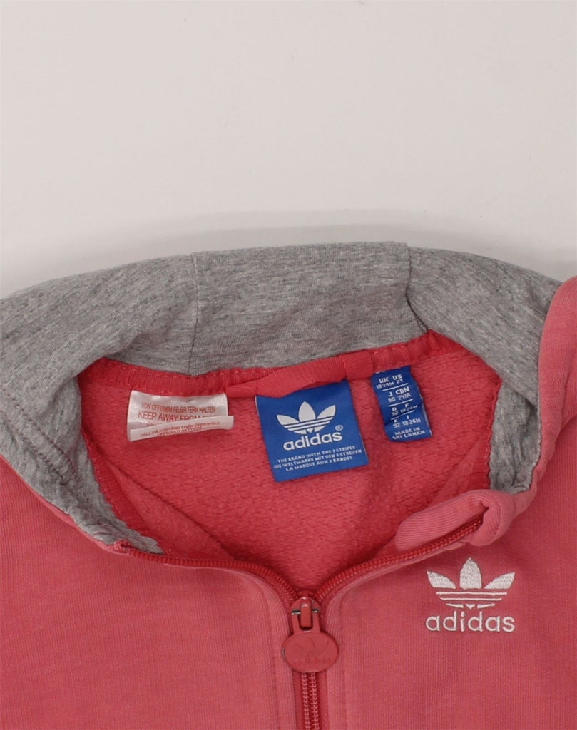 ADIDAS Baby Girls Zip Hoodie Sweater 18-24 Months Pink Cotton | Vintage Adidas | Thrift | Second-Hand Adidas | Used Clothing | Messina Hembry 