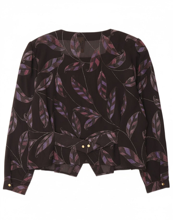 YESSICA Womens Abstract Pattern Crop Shirt Blouse EU 44 XL Black Polyester