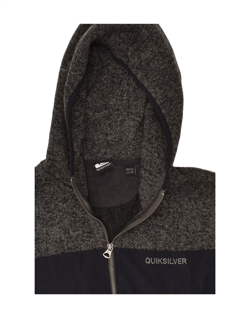 QUIKSILVER Mens Zip Hoodie Sweater Small Grey Flecked Polyester | Vintage Quiksilver | Thrift | Second-Hand Quiksilver | Used Clothing | Messina Hembry 