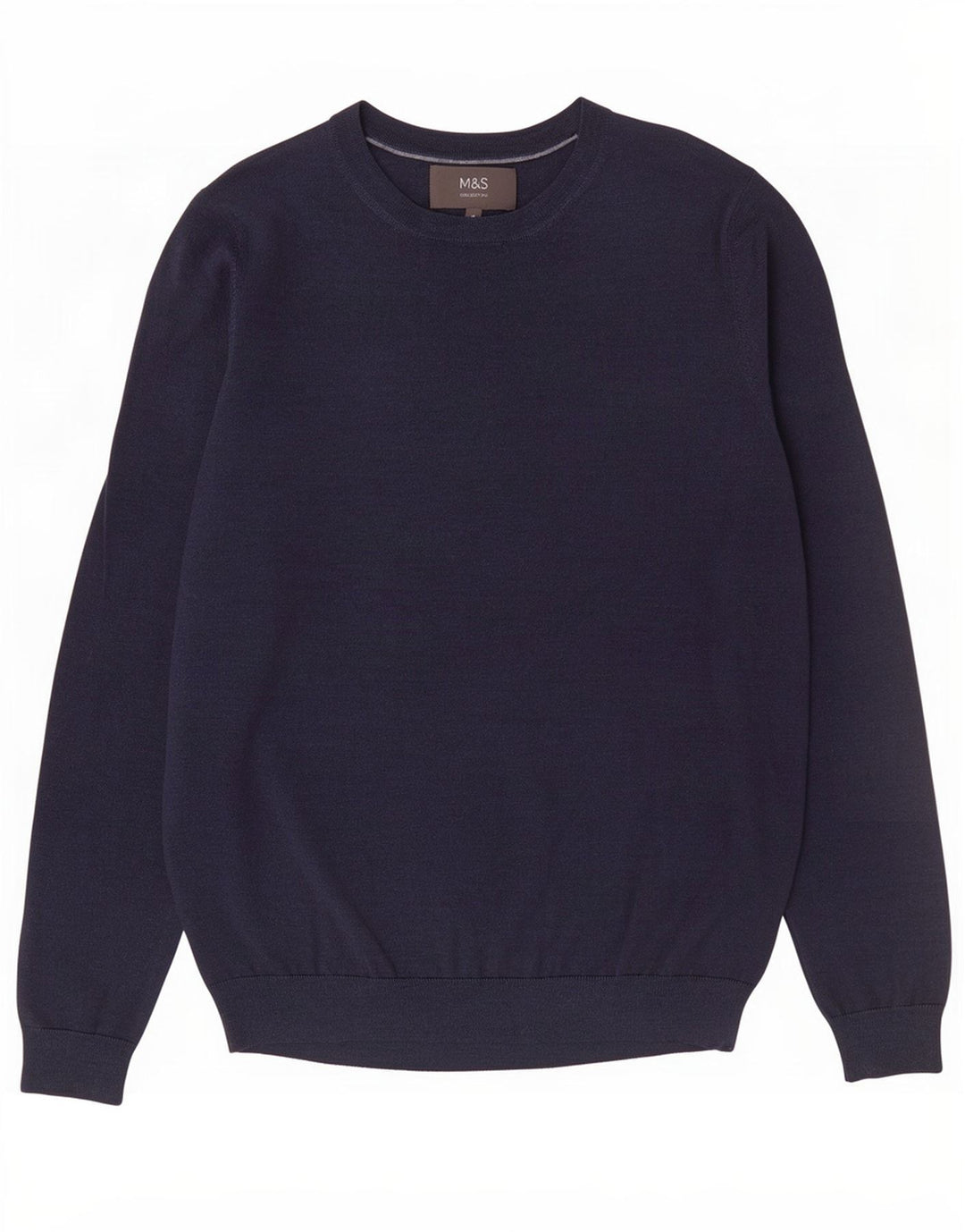 Marks & Spencer Mens Boat Neck Jumper Sweater Medium Navy Blue Merino Wool