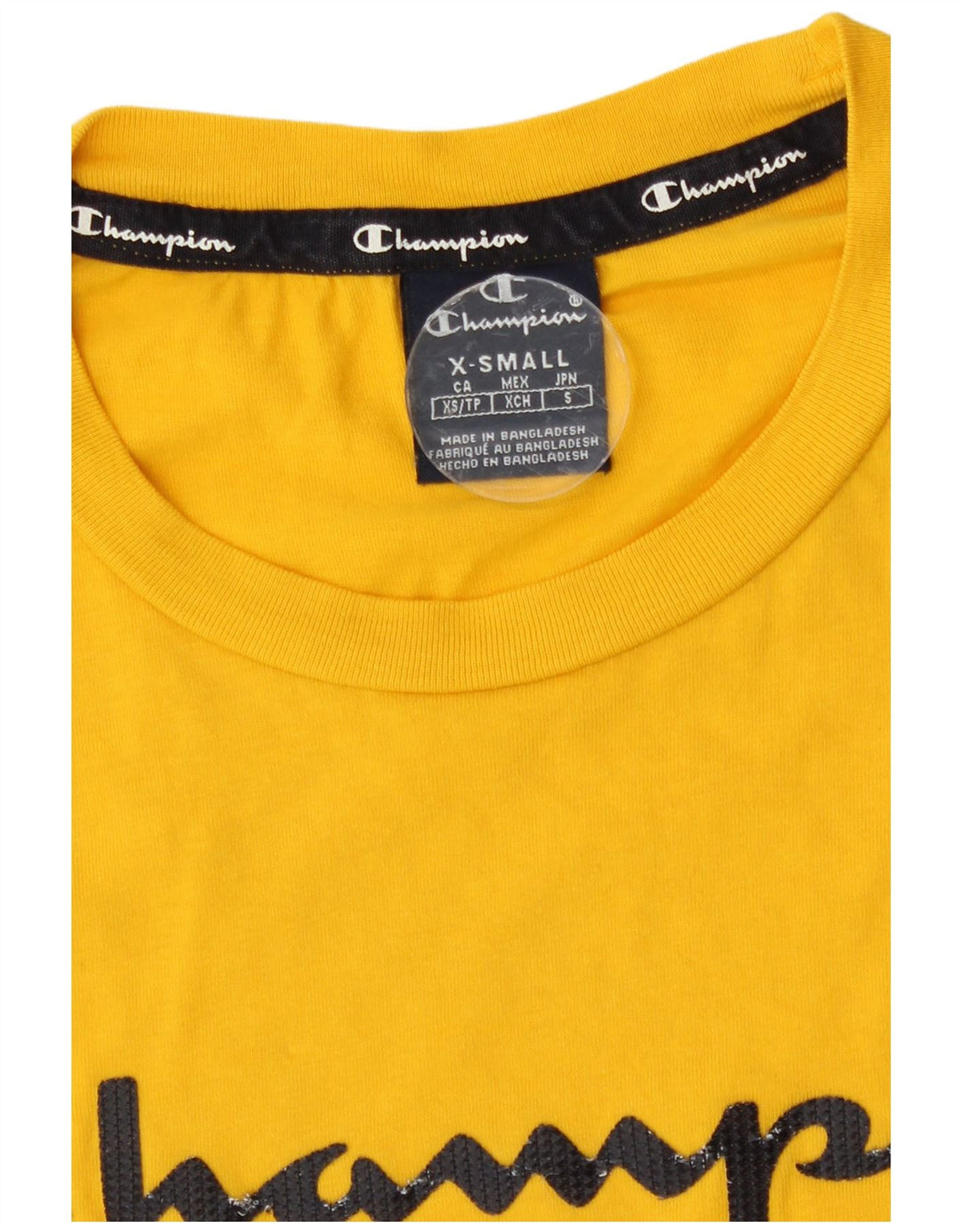 Champion Mens Graphic T-Shirt Top XS Yellow Cotton