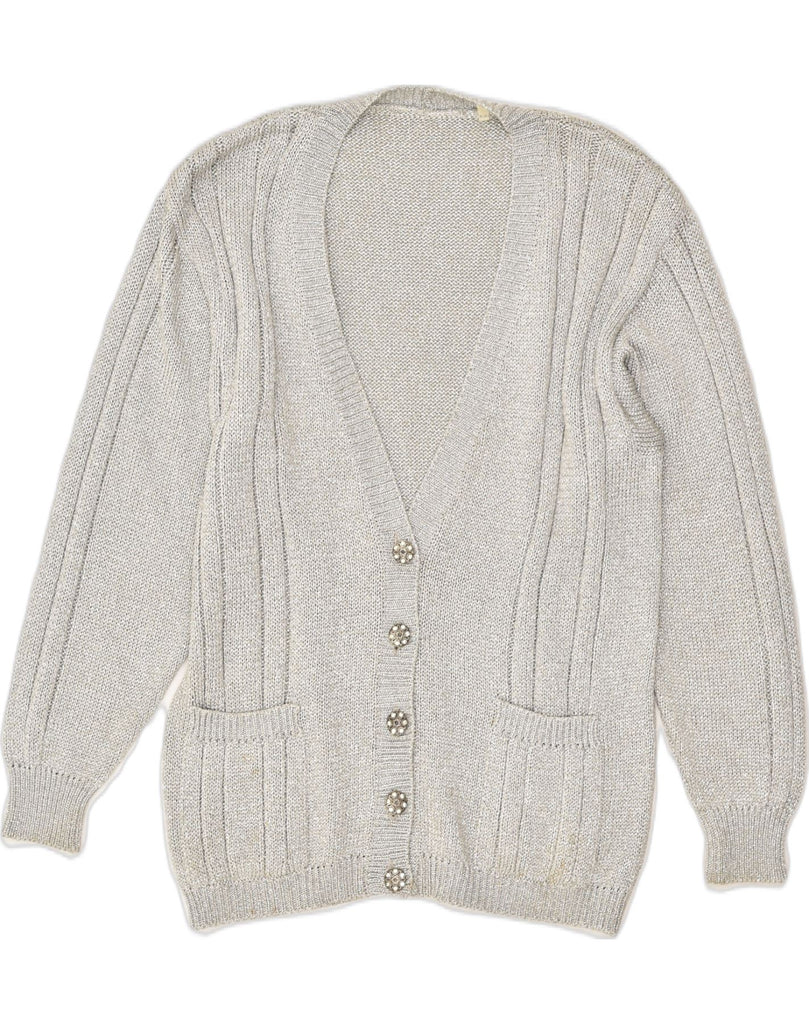 VINTAGE Womens Cardigan Sweater IT 44 Medium Grey Cupro | Vintage Vintage | Thrift | Second-Hand Vintage | Used Clothing | Messina Hembry 