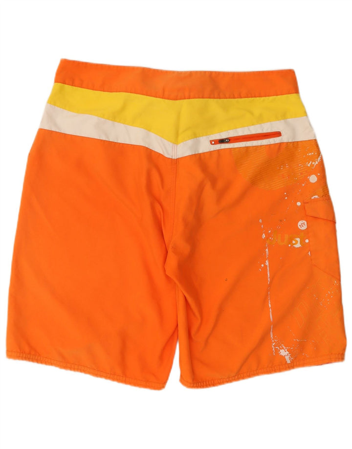 Nike Mens Graphic Swimming Shorts Large Orange Colourblock Polyester