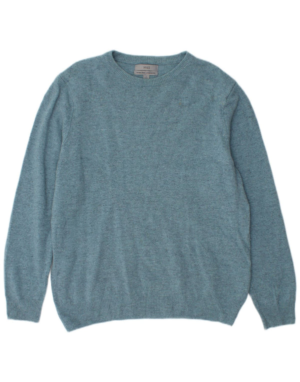 Marks & Spencer Mens Crew Neck Jumper Sweater Large Blue New Wool