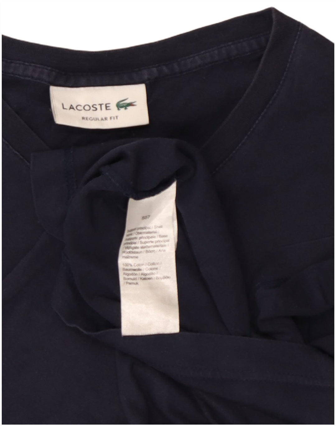 Lacoste Mens Regular Fit T-Shirt Top Medium Navy Blue Cotton