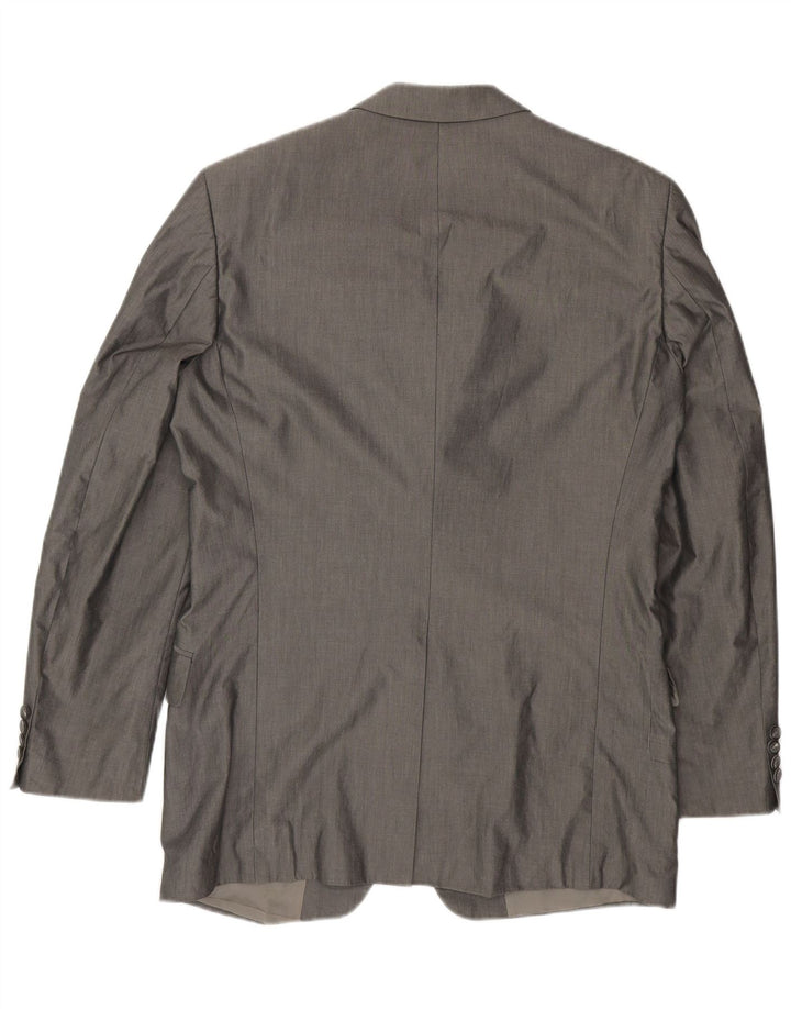 Hugo Boss Mens 3 Button Blazer Jacket UK 42 XL Grey Cotton