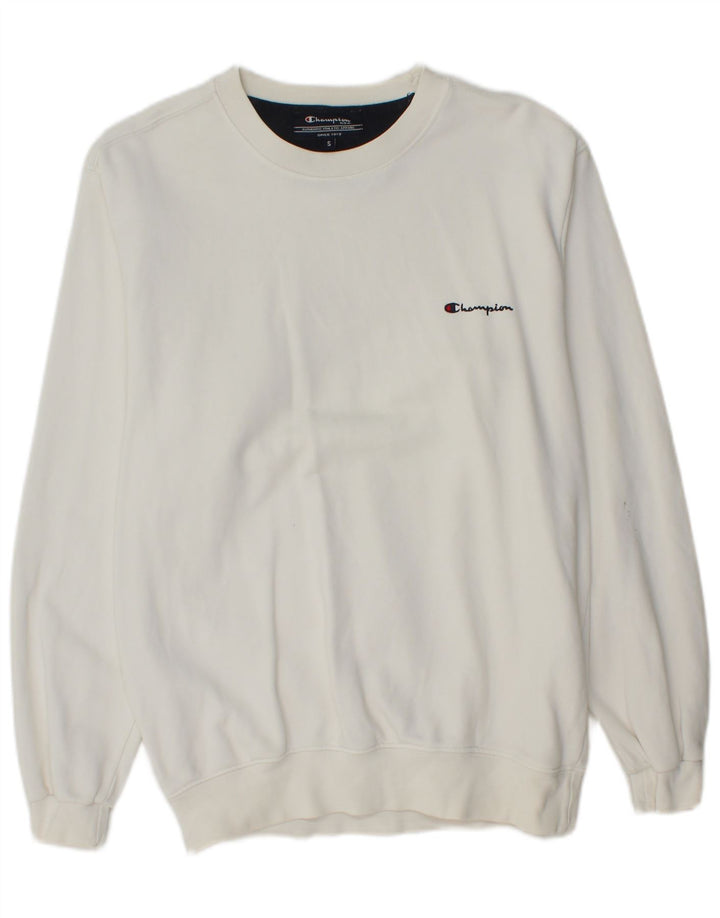 Champion Mens Sweatshirt Jumper Small White Cotton