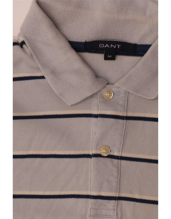 Gant Mens Polo Shirt Medium Blue Striped Cotton