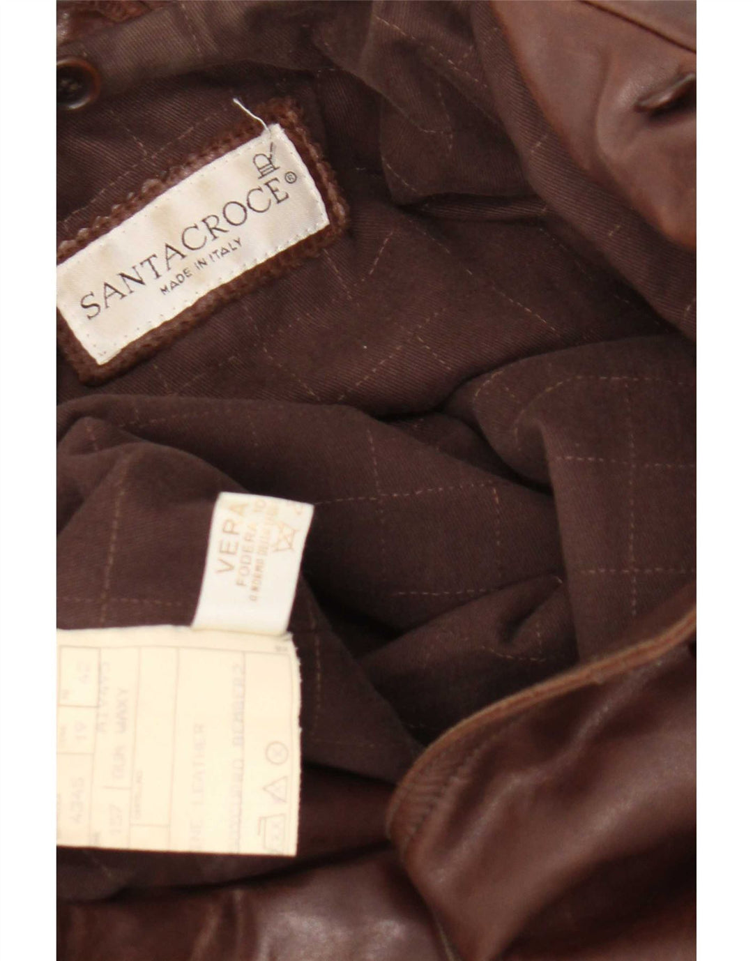 Santacroce Womens Leather Jacket IT 42 Medium Brown Leather