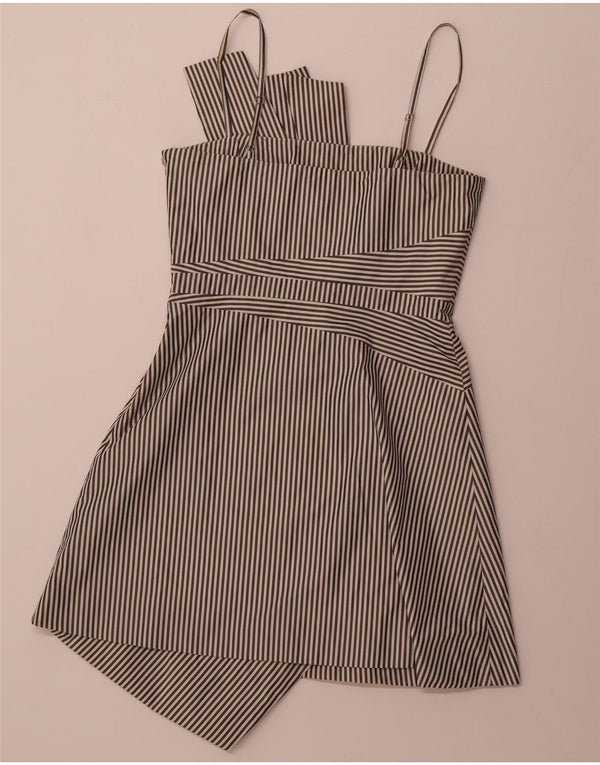 KAREN MILLEN Womens Asymmetric A-Line Dress UK 12 Medium  Black Striped