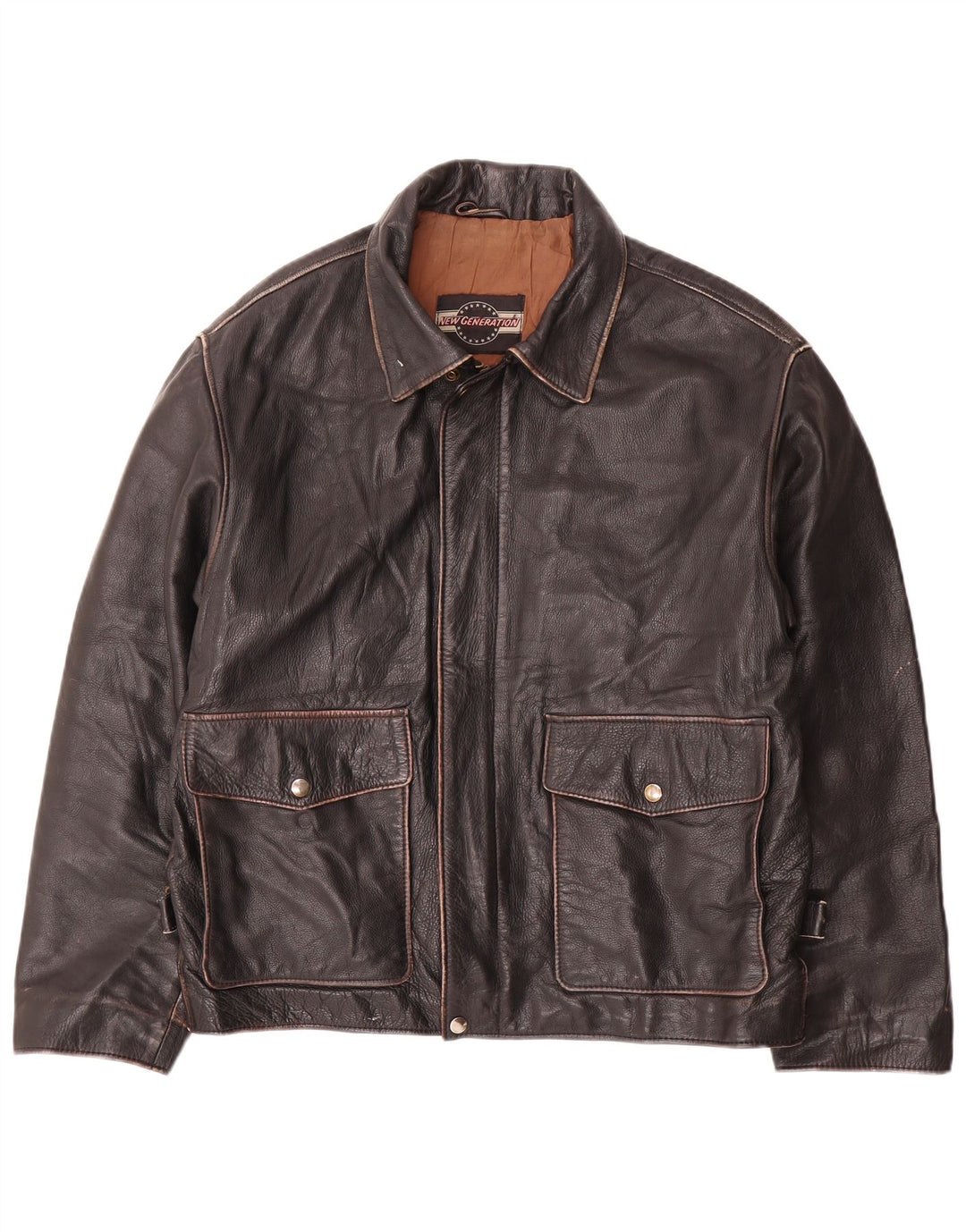 Vintage Mens Leather Jacket IT 50 Large Black