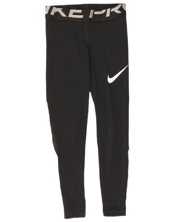 Nike Womens Dri Fit Graphic Leggings UK 8 Small Black Polyester