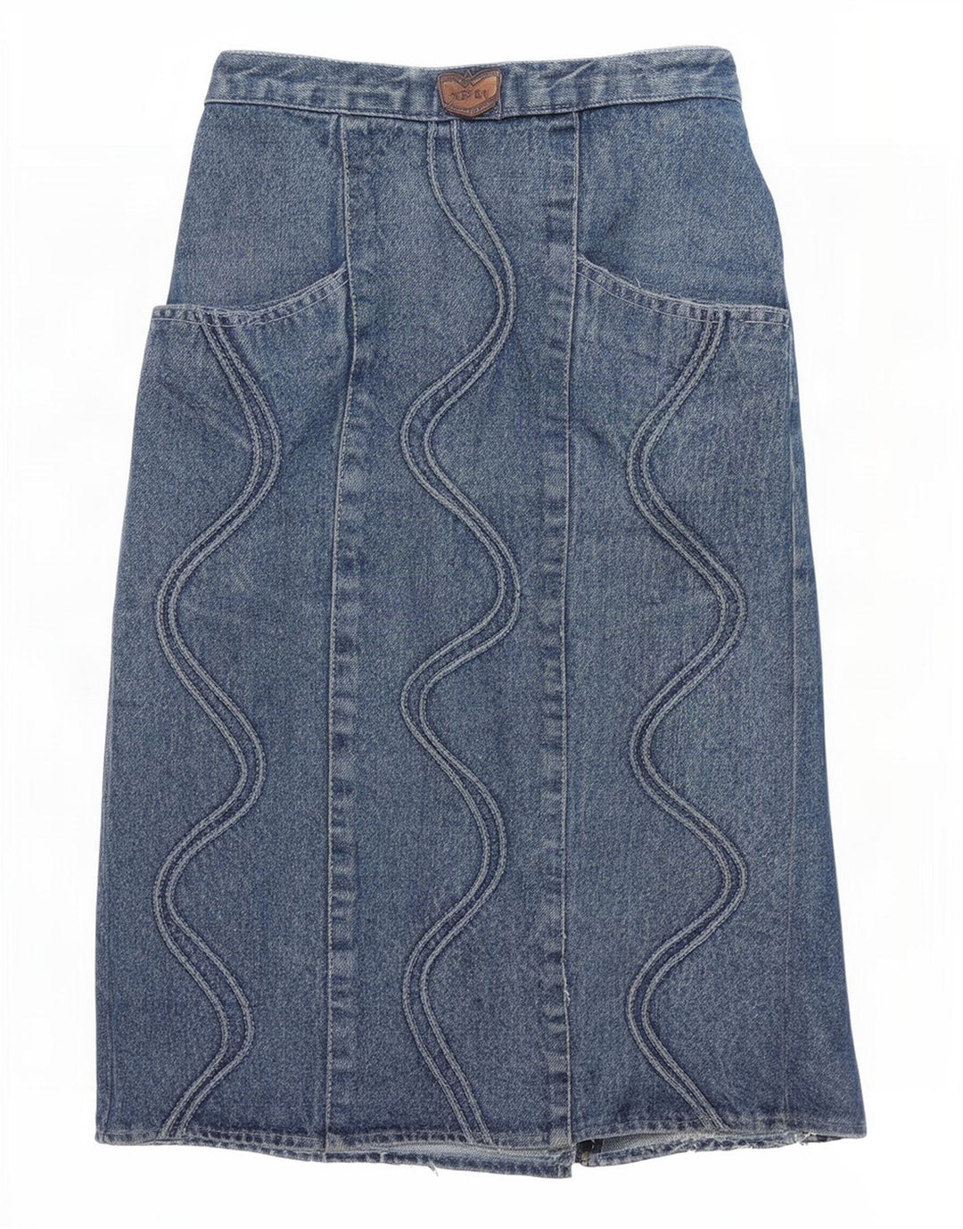 POP 84 Womens High Waist Denim Skirt W30 Medium Blue