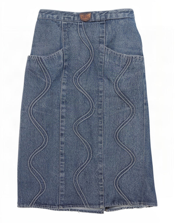 POP 84 Womens High Waist Denim Skirt W30 Medium Blue