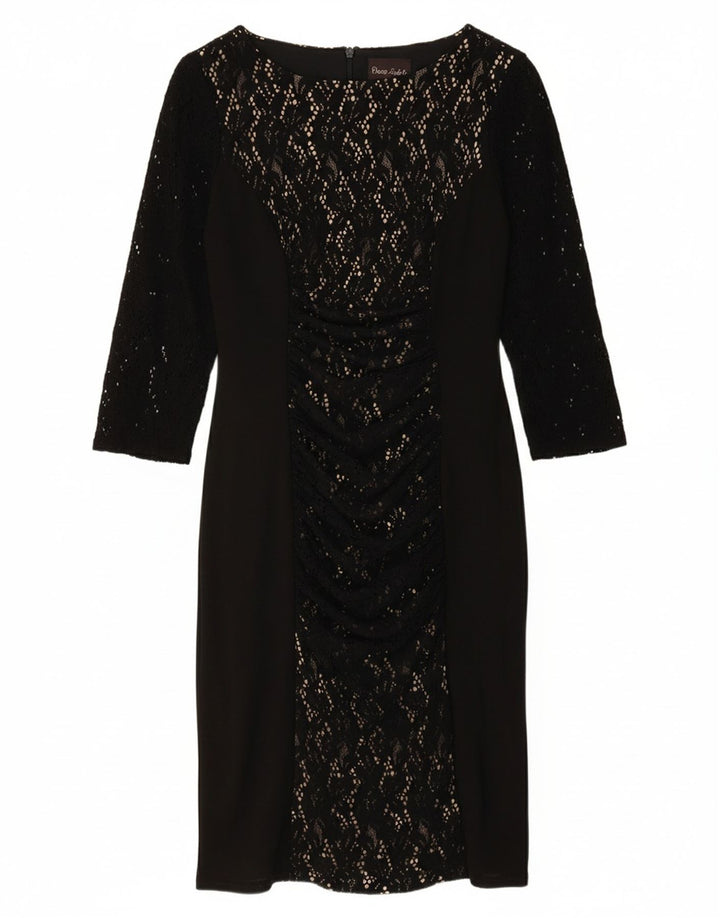 PHASE EIGHT Womens 3/4 Sleeve Lace Shift Dress UK 12 Medium Black