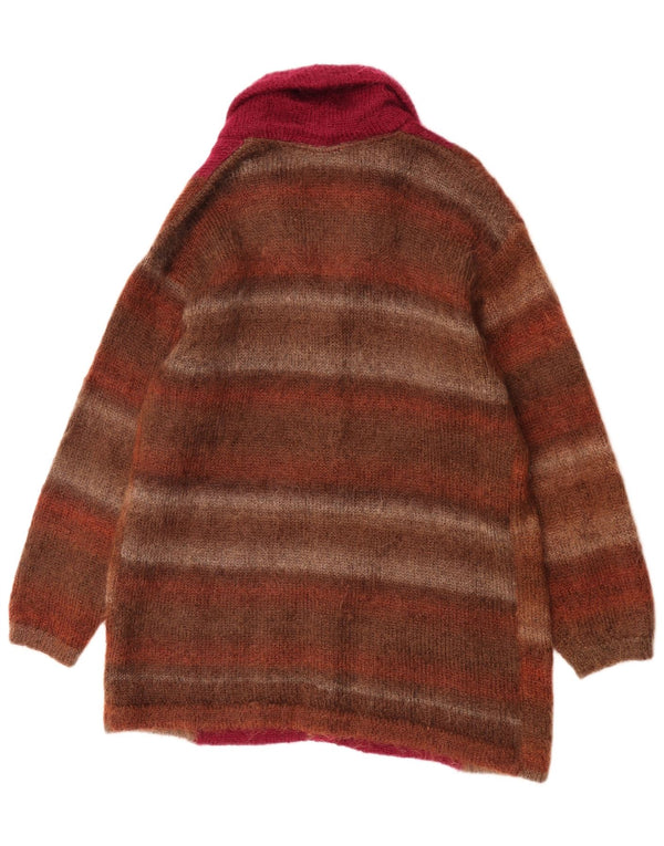 Niki Line Womens Graphic Longline Cardigan Sweater UK 18 XL Brown Striped