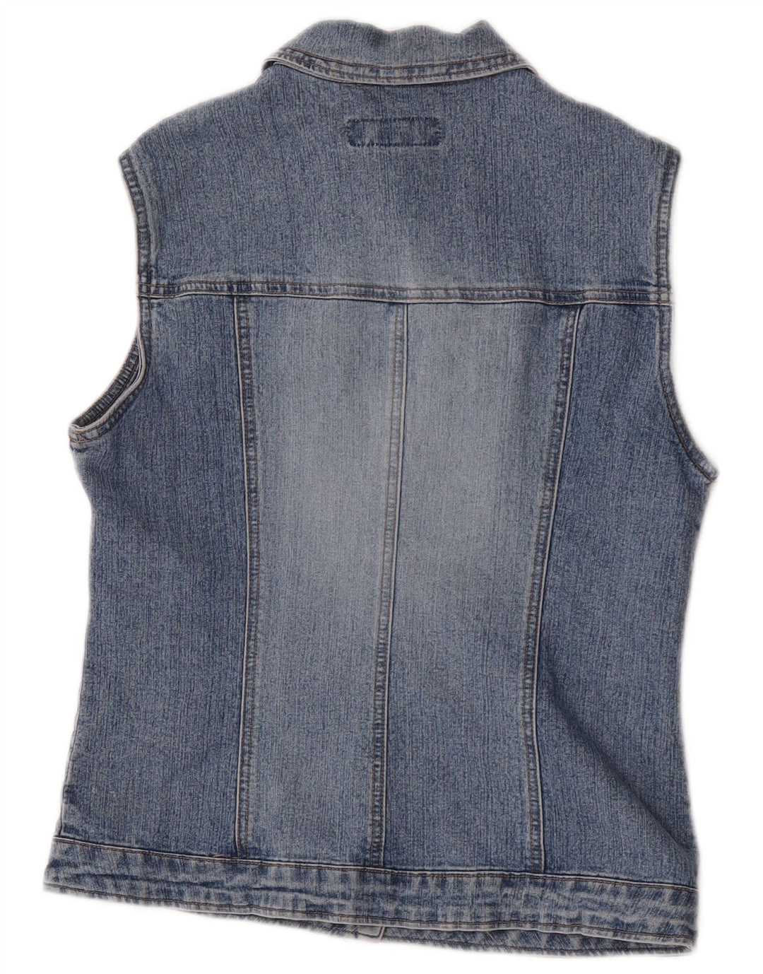 Benetton Womens Denim Gilet UK 10 Small Blue