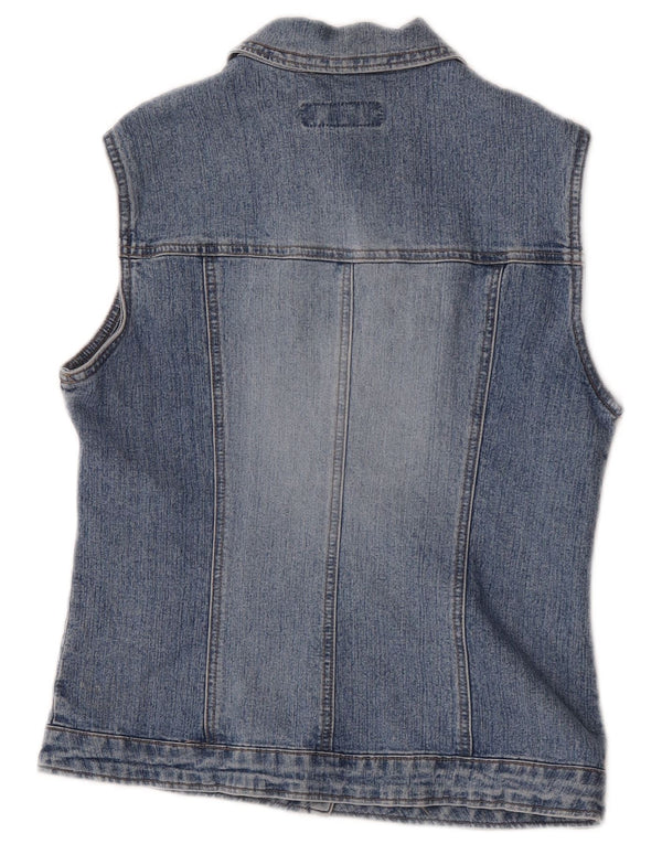 Benetton Womens Denim Gilet UK 10 Small Blue