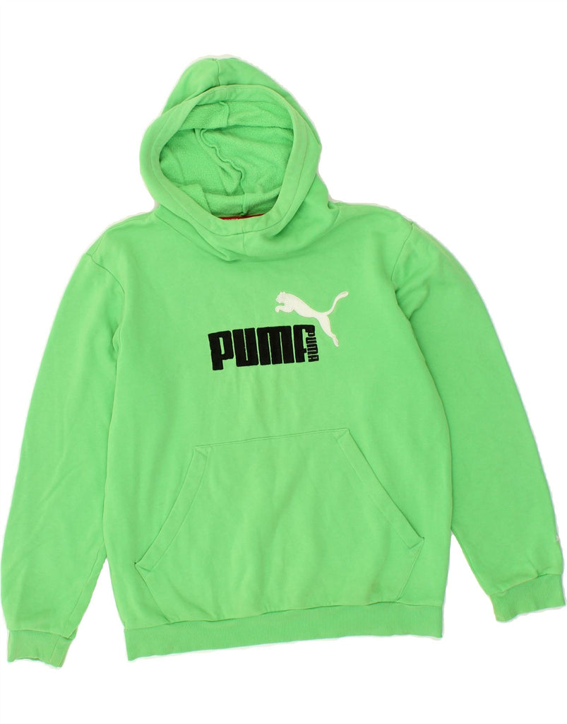 PUMA Boys Graphic Hoodie Jumper 11-12 Years Green Cotton | Vintage Puma | Thrift | Second-Hand Puma | Used Clothing | Messina Hembry 