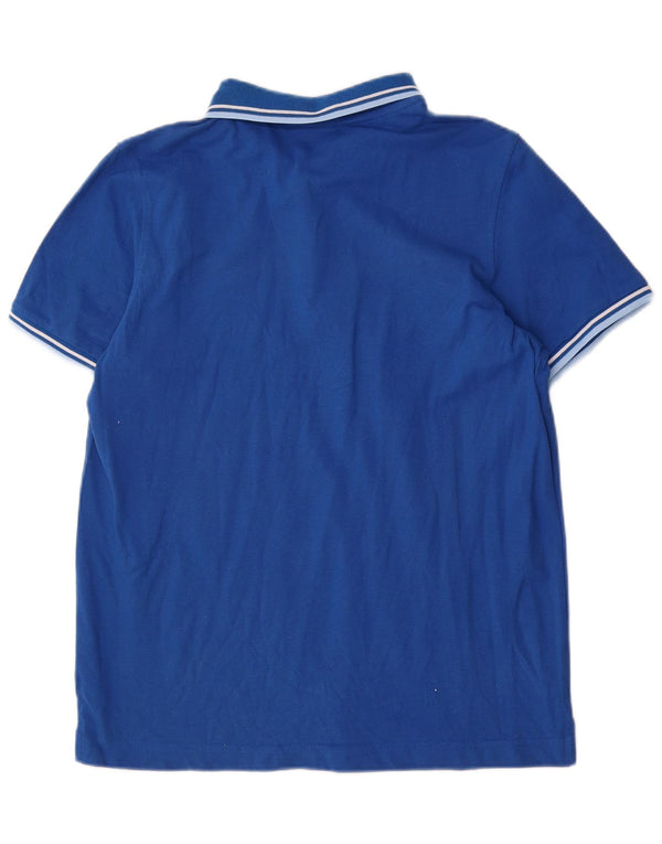 Lotto Mens Polo Shirt Large Blue Striped Cotton