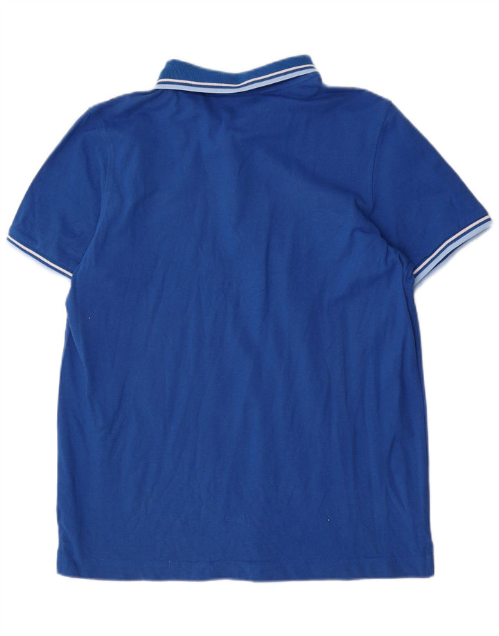Lotto Mens Polo Shirt Large Blue Striped Cotton