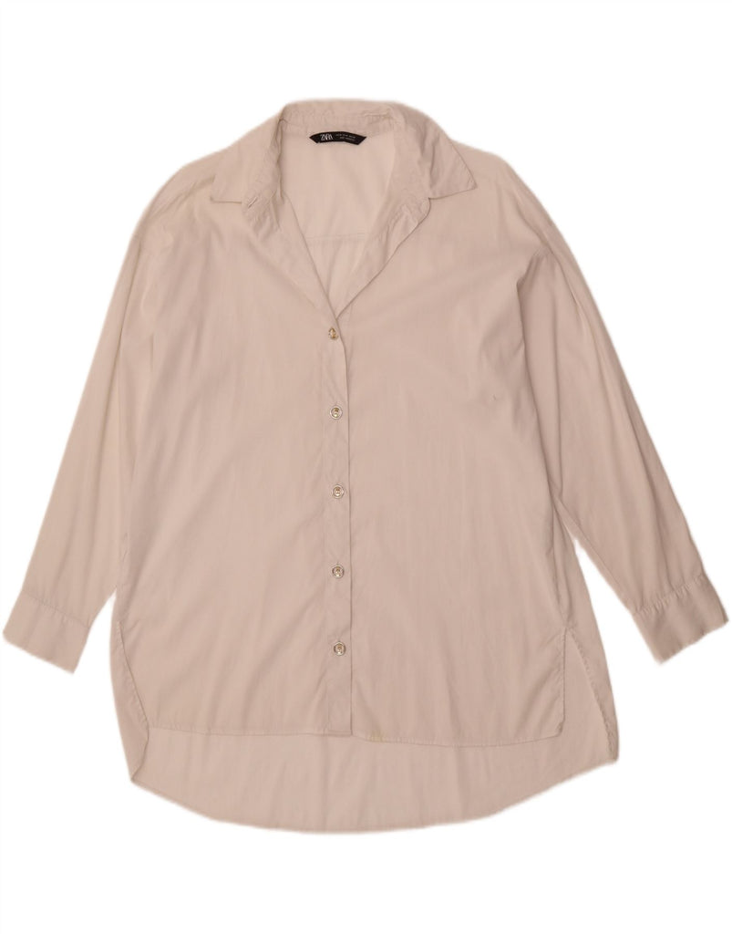 ZARA Womens Shirt Dress UK 14 Medium Off White Lyocell Vintage Zara and Second-Hand Zara from Messina Hembry 