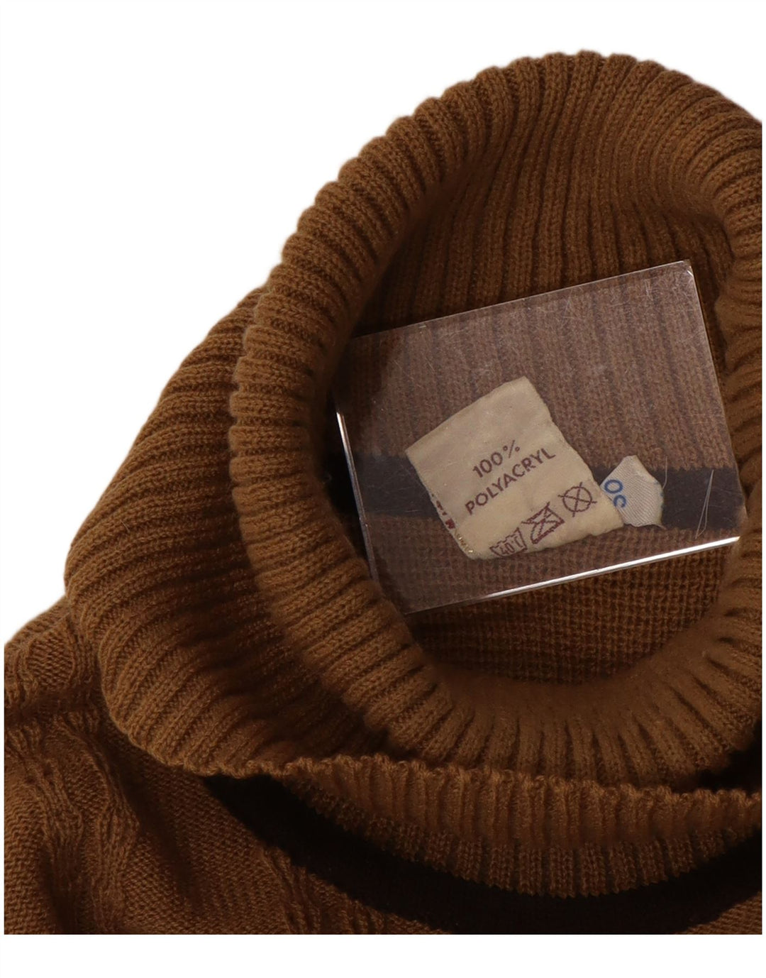 Vintage Womens Roll Neck Jumper Sweater IT 50 XL Brown Polyacrylic